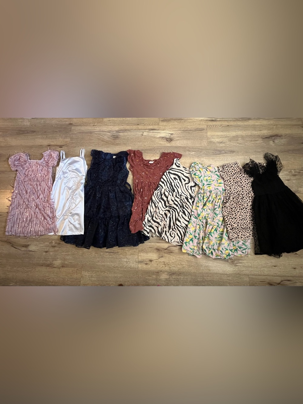Kids Mixed Dress Set 8 Dresses Included - Navy, Rust, Zebra Print, Floral etc.